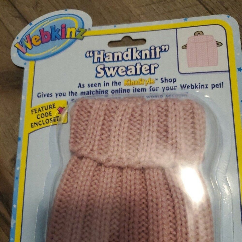 NIP Ganz Webkinz Handknit Sweater Pink Kinzstyle Unused Code Webkins World